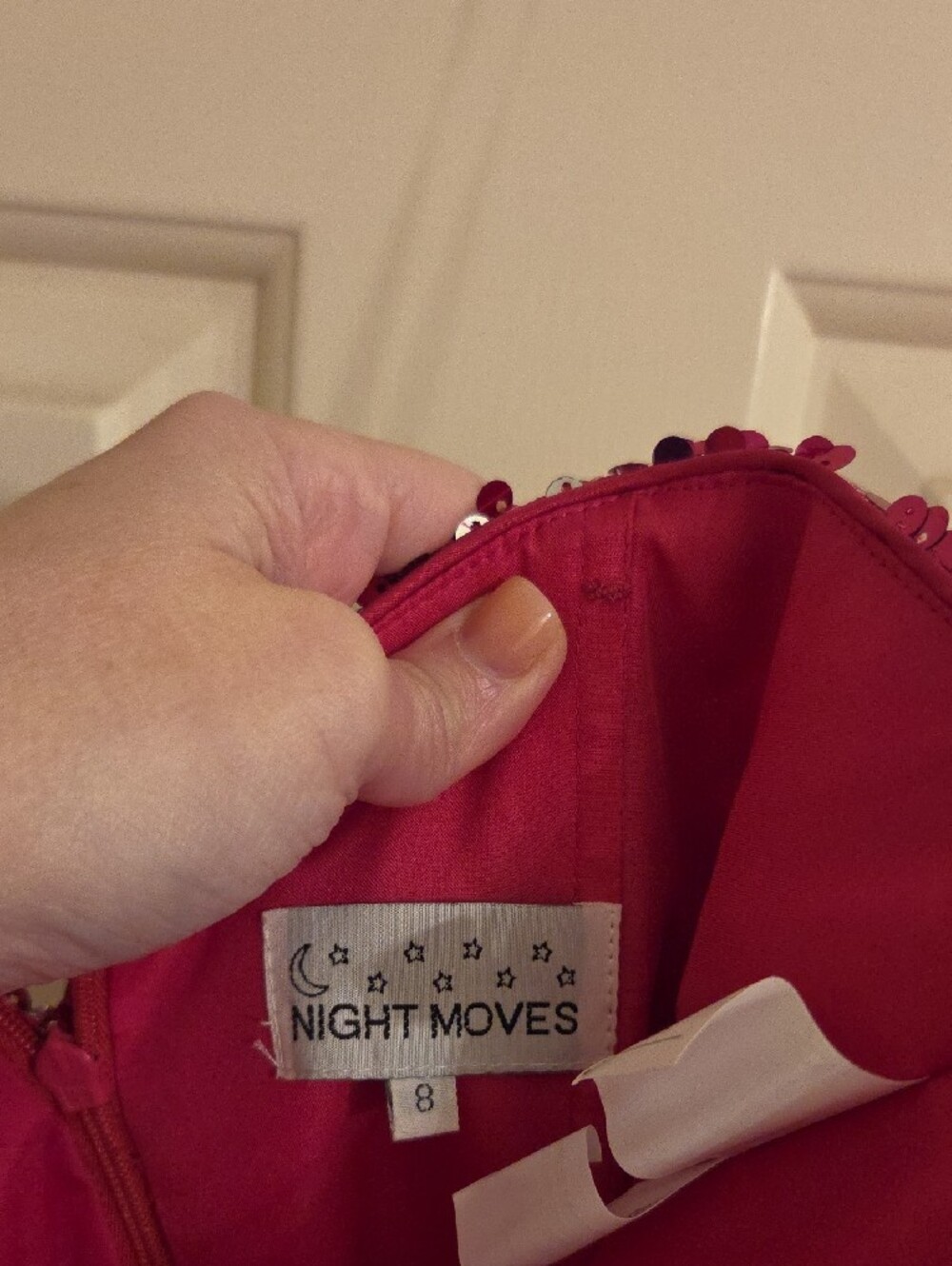 Night Moves Hot Pink Sequin & Feather Party Dress - Picture 2 of 5